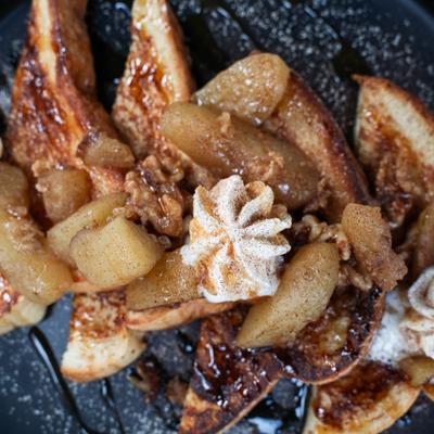 Apple walnut French toast.