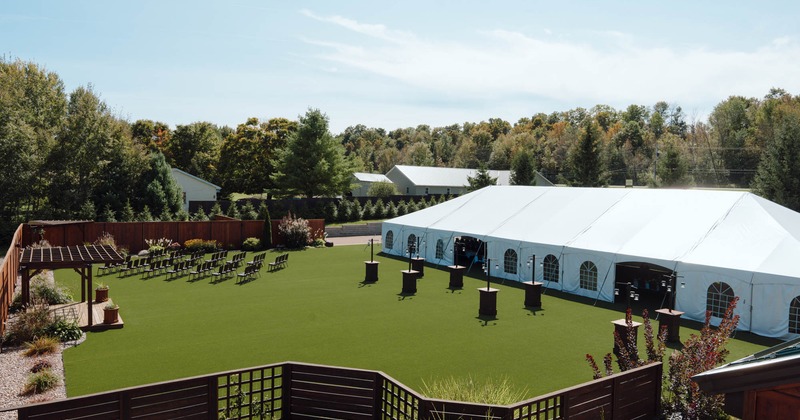 Exterior, wedding tent, seating area