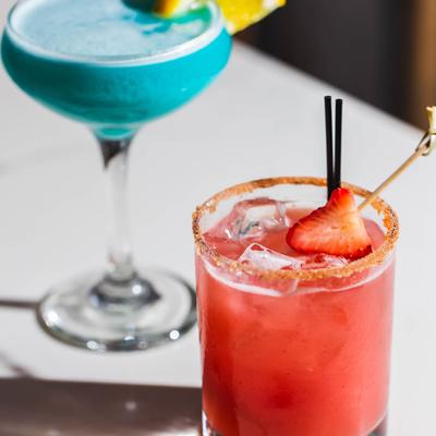 Blue Lagoon and That's Spicy Cocktail.