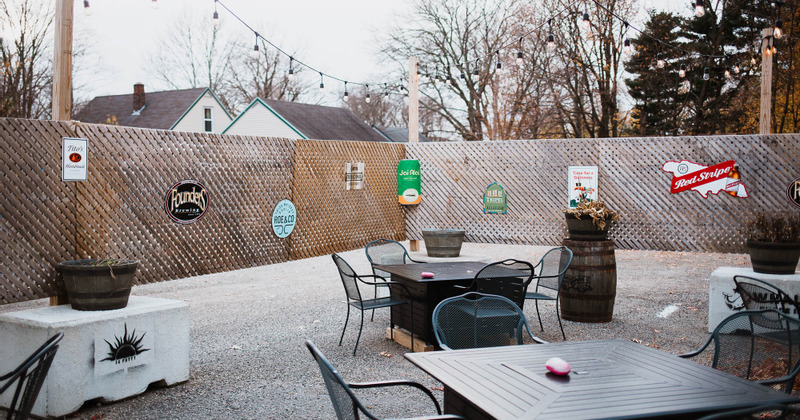 Patio area, tables ready for guests