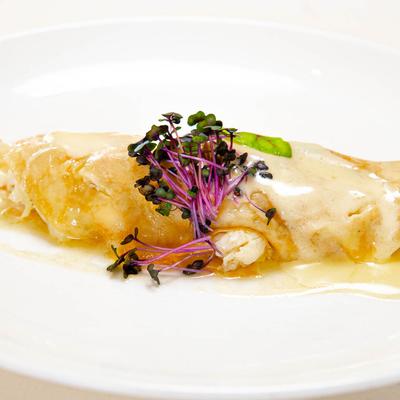 Crepe with crab meat.