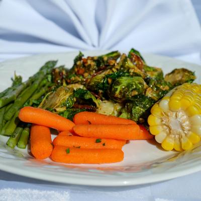 Vegetable plate, close view.