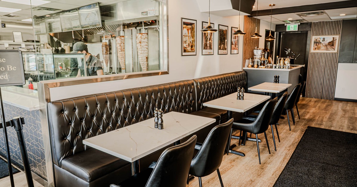 Interior, leather seating and chairs ready for guests