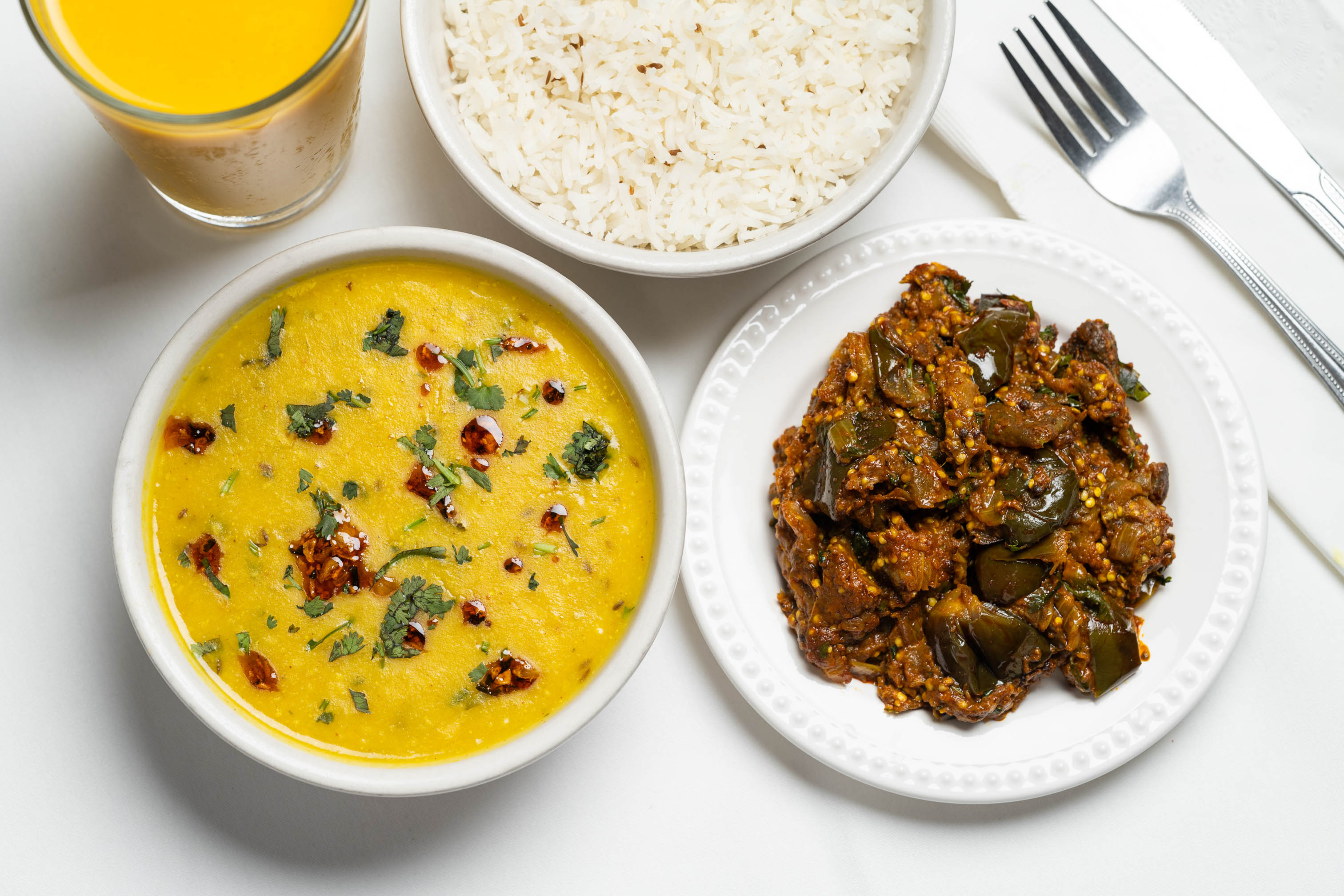 Masala Dahl with Eggplant Curry