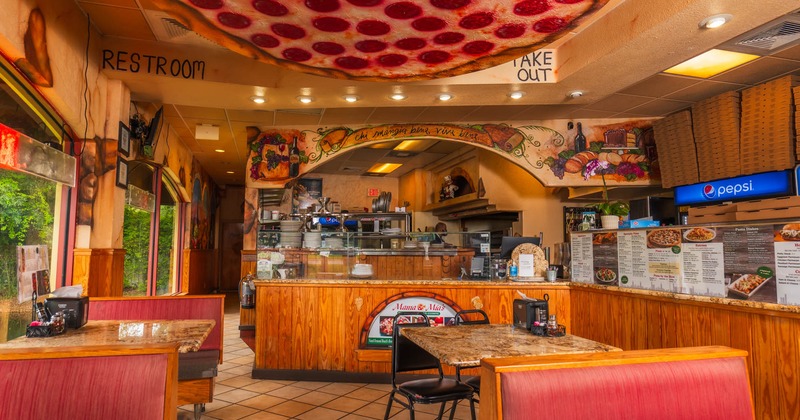 View of a bar and dining area