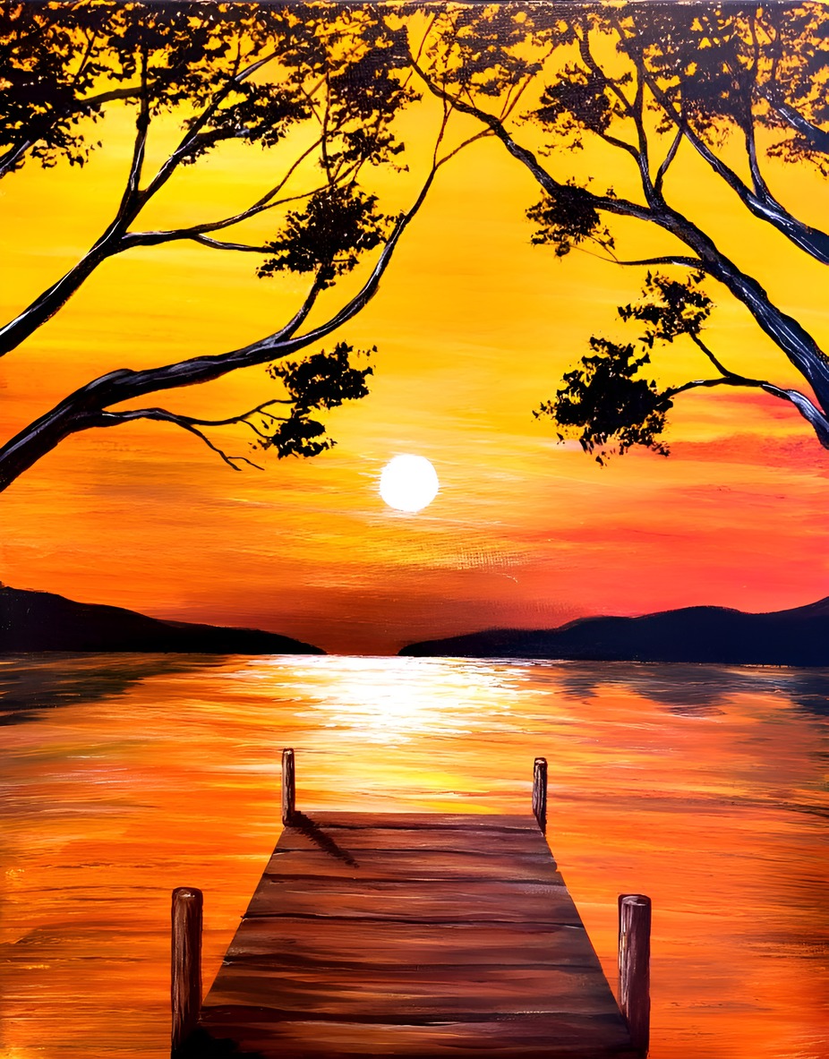 Paint Nite: Summer Sunset on the Dock event photo