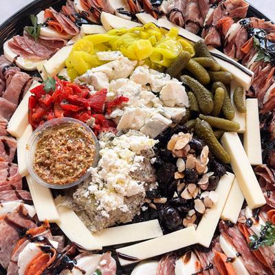 Charcuterie and cheese plate.