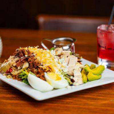 Cobb salad with Strawberry Fields cocktail.