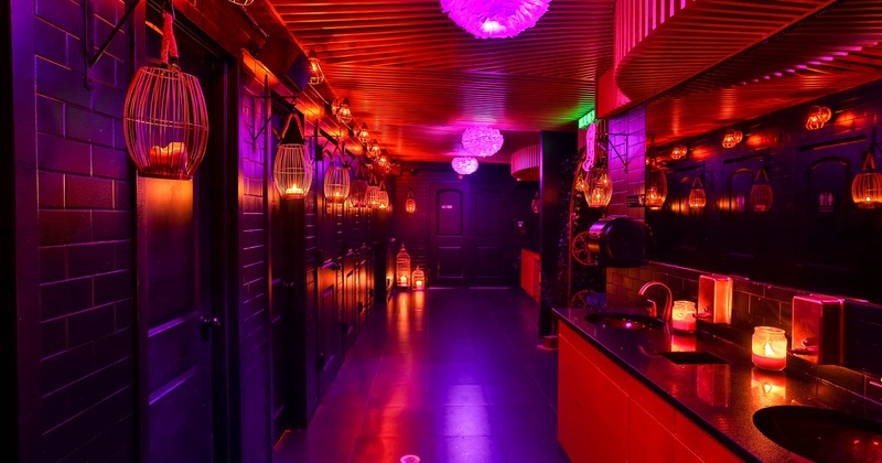 Wide view of the bathroom, toilet