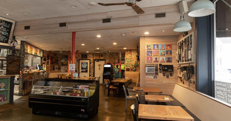 Interior, tables ready for guests