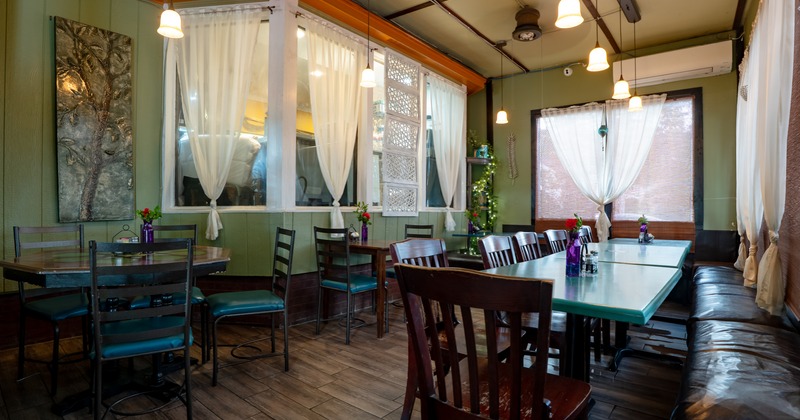Diner table and chairs, window