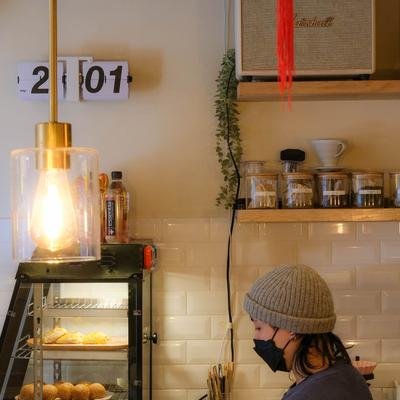 Shelves with various items.