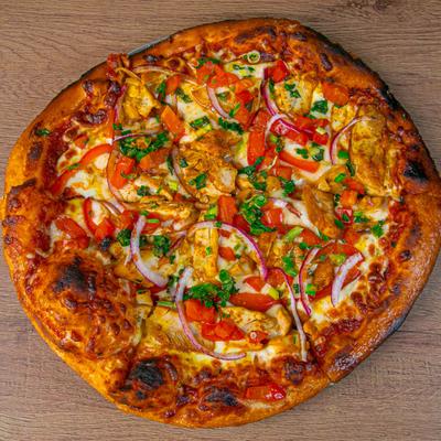 Chicken tikki masala pizza.