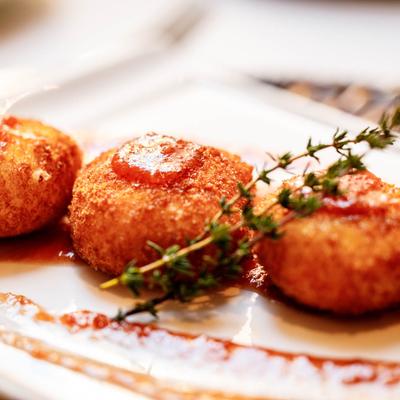 Homemade ham croquettes.