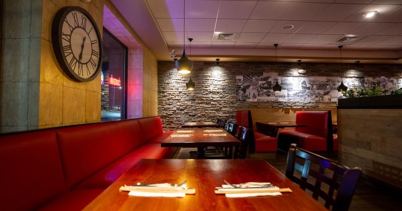 Interior, tables in dining area