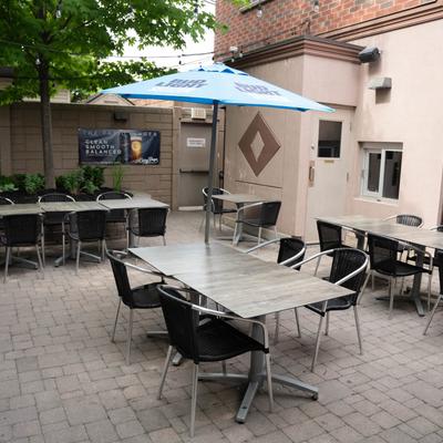 Seating area on a patio.