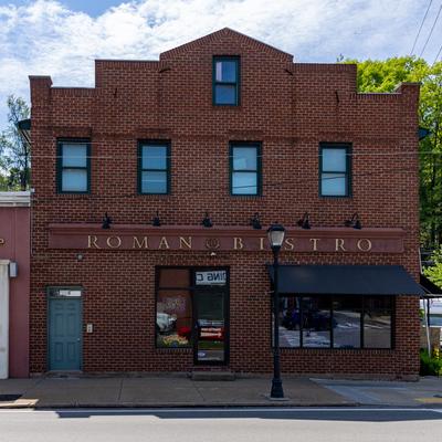 Exterior with signage.