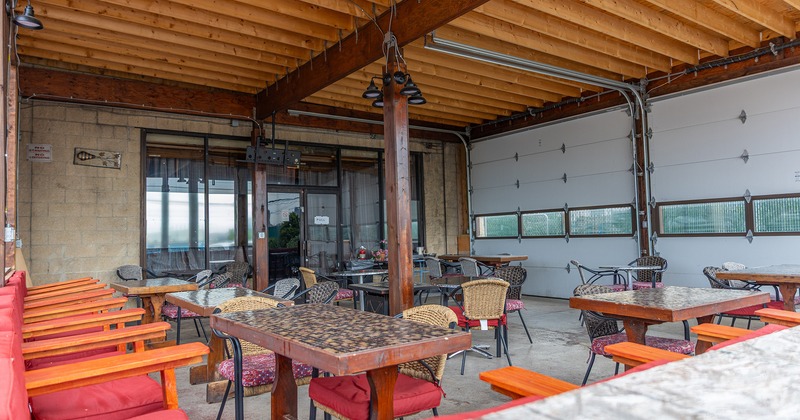 Covered patio seating