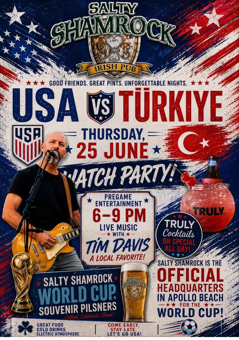 LIVE MUSIC - TIM DAVIS & U.S.A. WATCH PARTY event photo