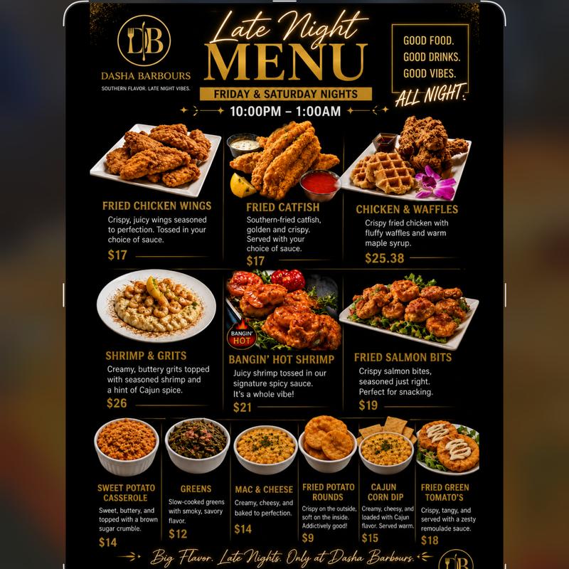 menu item 37 of 37, Late night menu