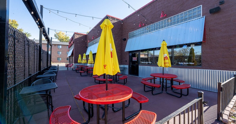 Interior, patio with tables and chairs