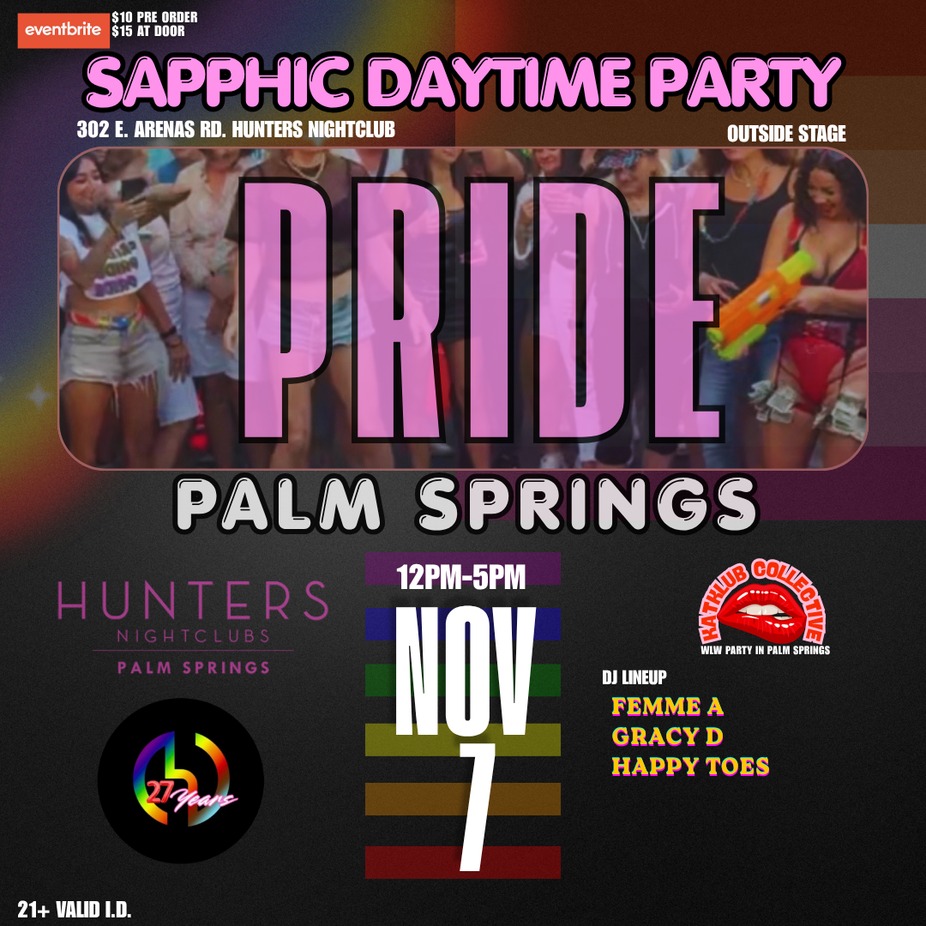 Palm Springs Pride 2026: WLW / Sapphic Day Party at Hunters Palm Springs event photo