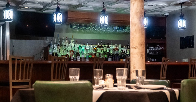 Interior, bar and bar stools