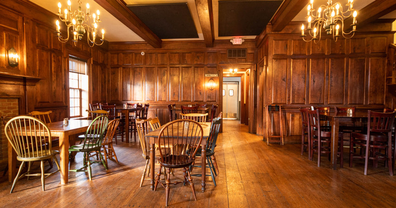 Interior, dining area, wide view