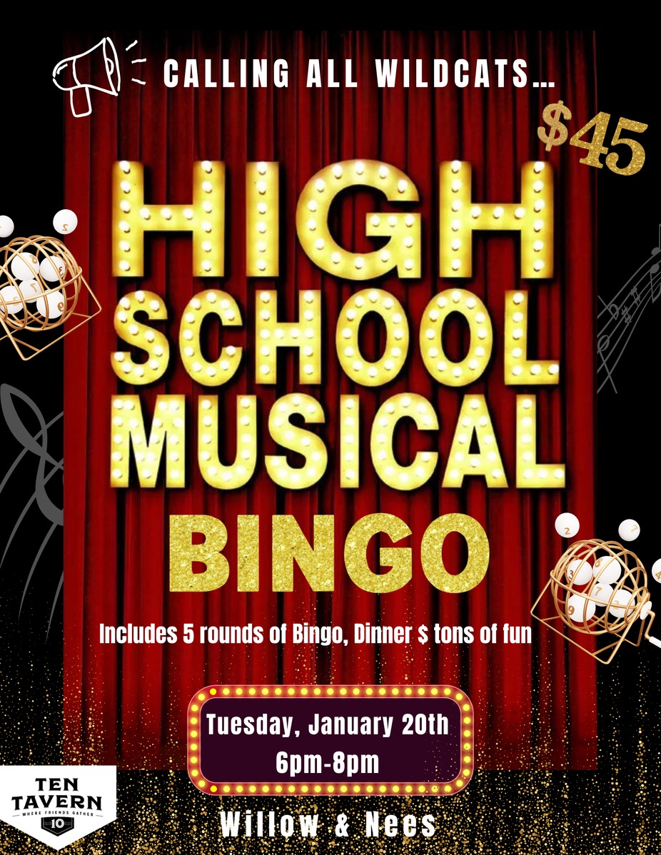 💗 High School Musical 20-Year Celebration Dinner Bingo at Ten Tavern! event photo