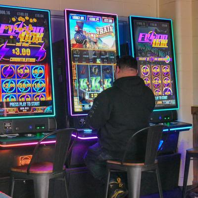 Room with slot machines