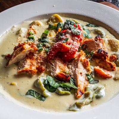 Tortellini Gorgonzola with Grilled Chicken.