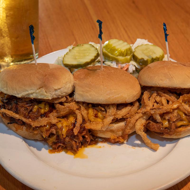 Order PULLED PORK SLIDERS food online from Gilbert's Lodge store, Saint Clair Shores on bringmethat.com
