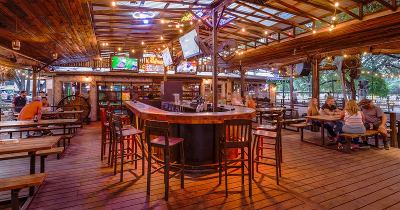 Covered outdoor bar area