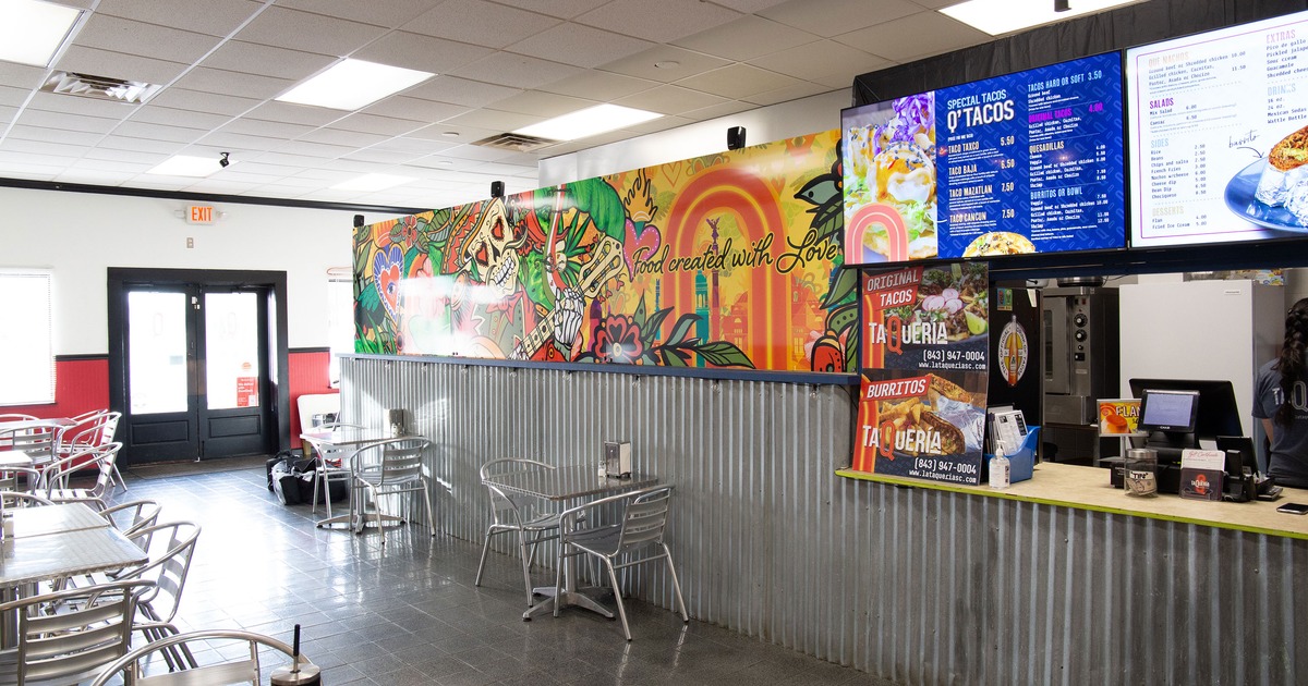 Interior, seating area and order counter