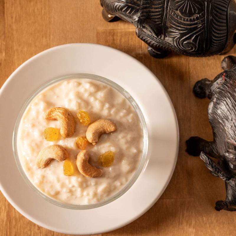 Kir - Homemade Indian Sweet Rice Pudding with Raisins & Cashews photo