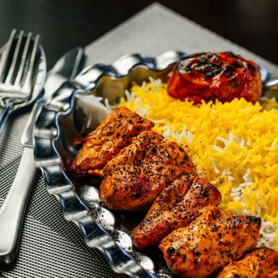 Basmati rice and grilled chicken.