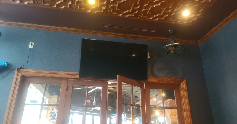 Interior, TV above entrance door