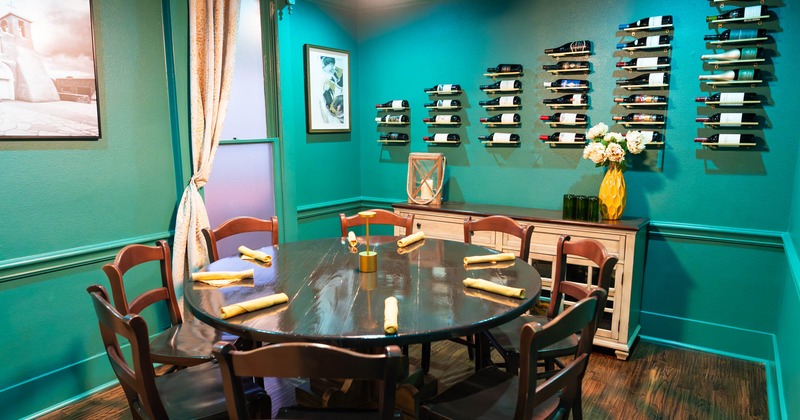 Interior. a round table with chairs