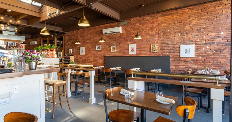 Dining area, tables ready for guests