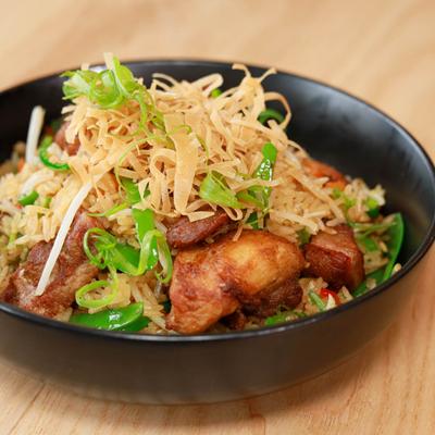 Peruvian Fried Rice with smoked pork, chicken, eggs and vegetables