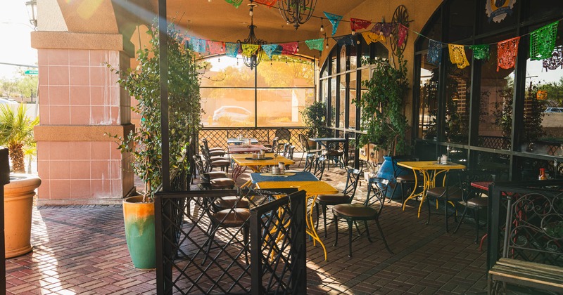 Exterior, covered seating area