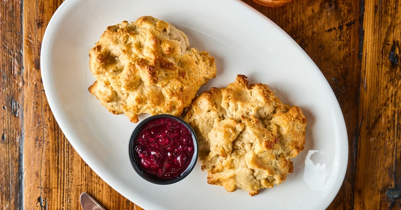 Brown Sugar Honey Biscuits with mixed berry compote