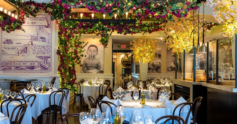 Interior, dining area with set tables