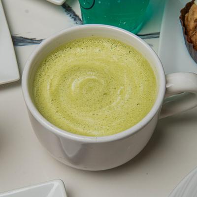 Hot matcha latte.