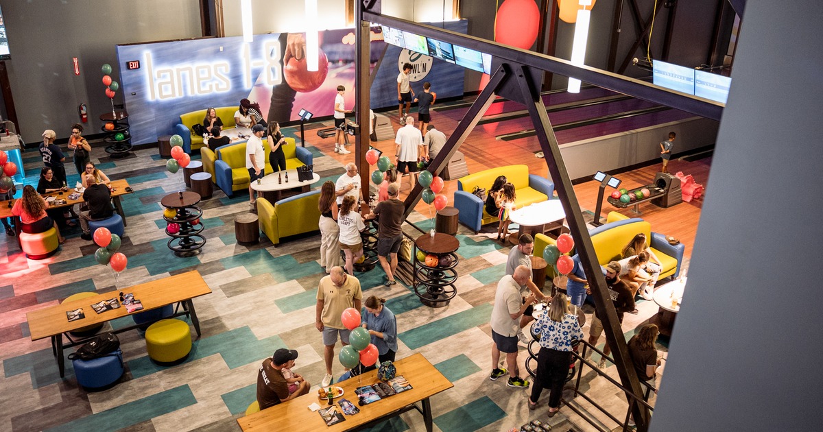 Diner and game area, view from above