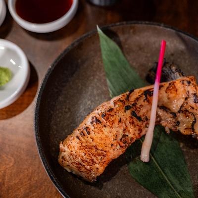 Grilled salmon.