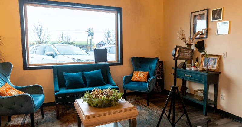 Interior, cozy seating area