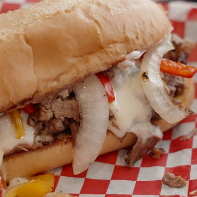 Philly Cheesesteak, closeup.