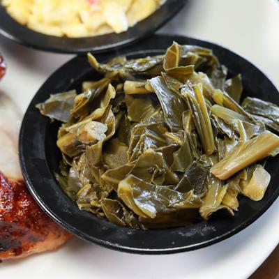 A plate of collard greens.