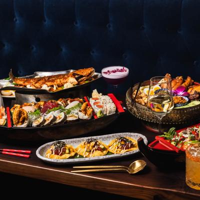 Assorted food dishes.